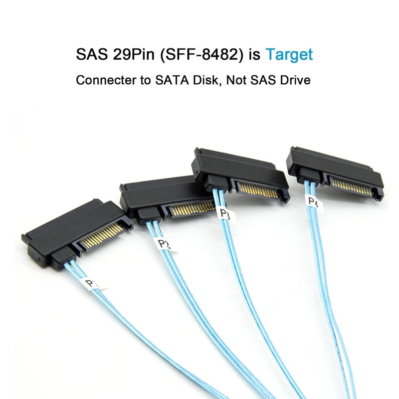 ADCAUDX كابل 2 حزمة ميني ساس إلى ساس: 1م SFF 8087 إلى SFF-8087 إلى 4 SFF-8482 مع كابل محول طاقة SATA (3.3 قدم) - Image 4